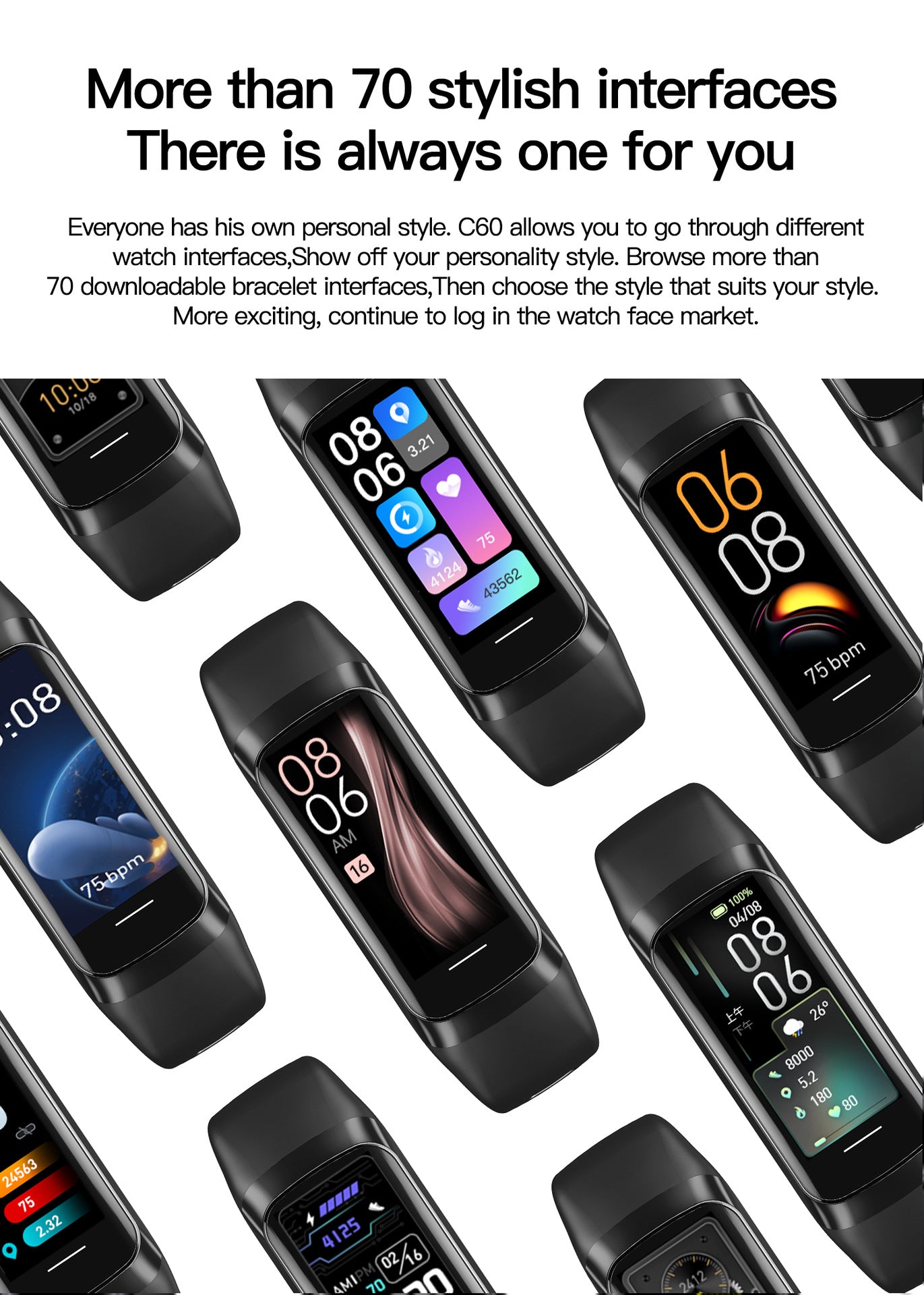 Reloj inteligente C60 pantalla amoled y funciones fitness