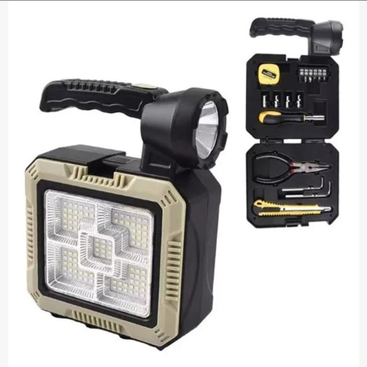 Linterna Portátil Solar con Set de Herramientas - Todo en Uno para Emergencias y Trabajo