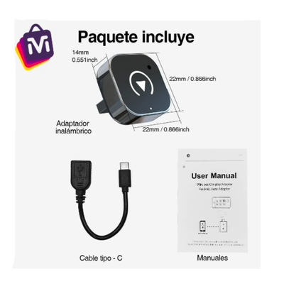 Adaptador Inalámbrico Carplay Y Android Auto Para Convertir Cable A Wireless Con Usb Y Tipo C