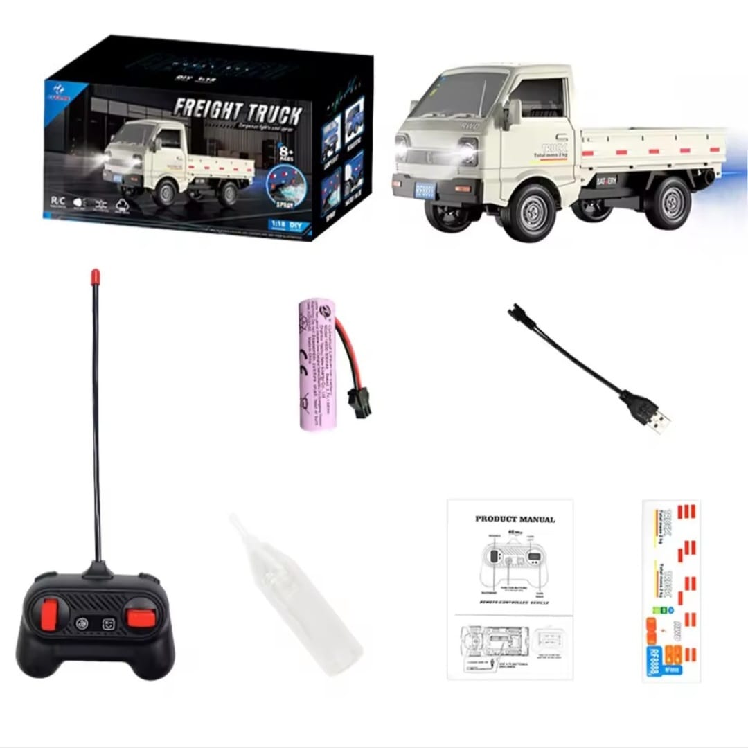 Camion 3 4 De Carga A Control Remoto 1:18 Con Luz Led Color Blanco