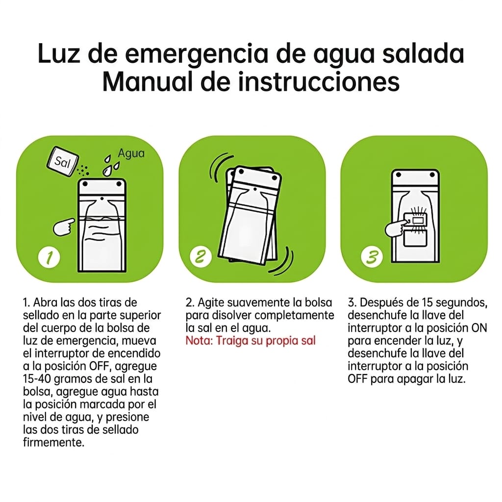 Lámpara de Emergencia LED Sustentable - Activación por Agua Salada
