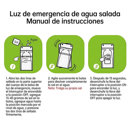 Lámpara de Emergencia LED Sustentable - Activación por Agua Salada