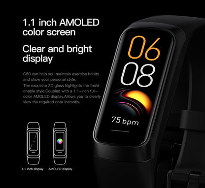Reloj inteligente C60 pantalla amoled y funciones fitness
